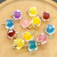 5pcspack color multi faceted acrylic pendant ladies small pendant diy exquisite jewelry necklace earrings bracelet accessories