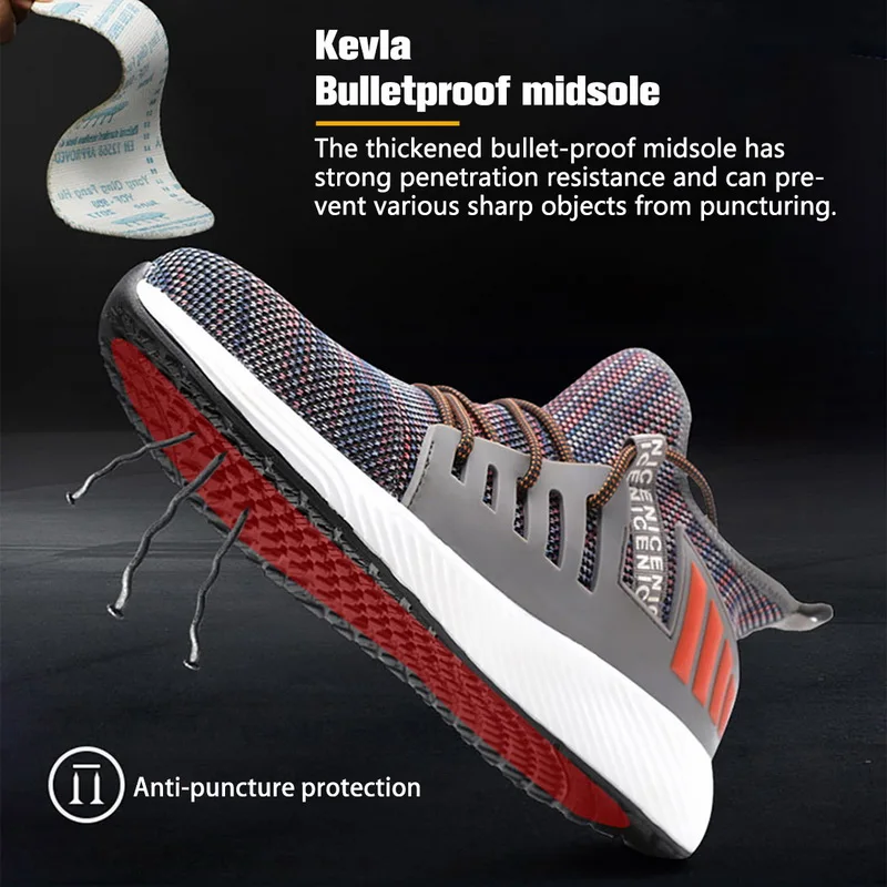 Легкая Рабочая обувь со стальным носком мужские неразрушаемые кроссовки дышащие