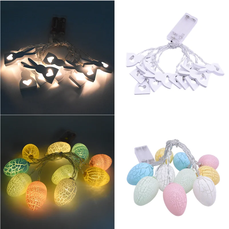 1 Набор счастливых пасхальных орнаментов кроликов в форме яйца светодиодный