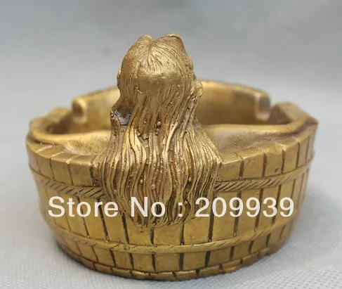 00850 China Chinese fengshui Pure Brass Belle tub sark bathtub Ashtray | Дом и сад