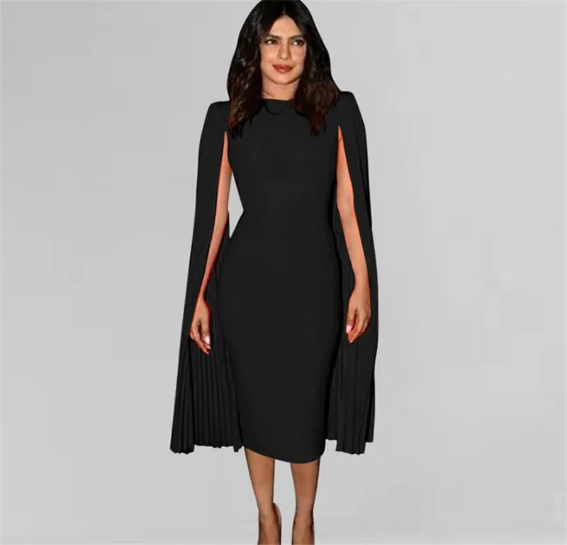 Осенне-зимний элегантный лоскутный Длинный плиссированный разделенный плащ с