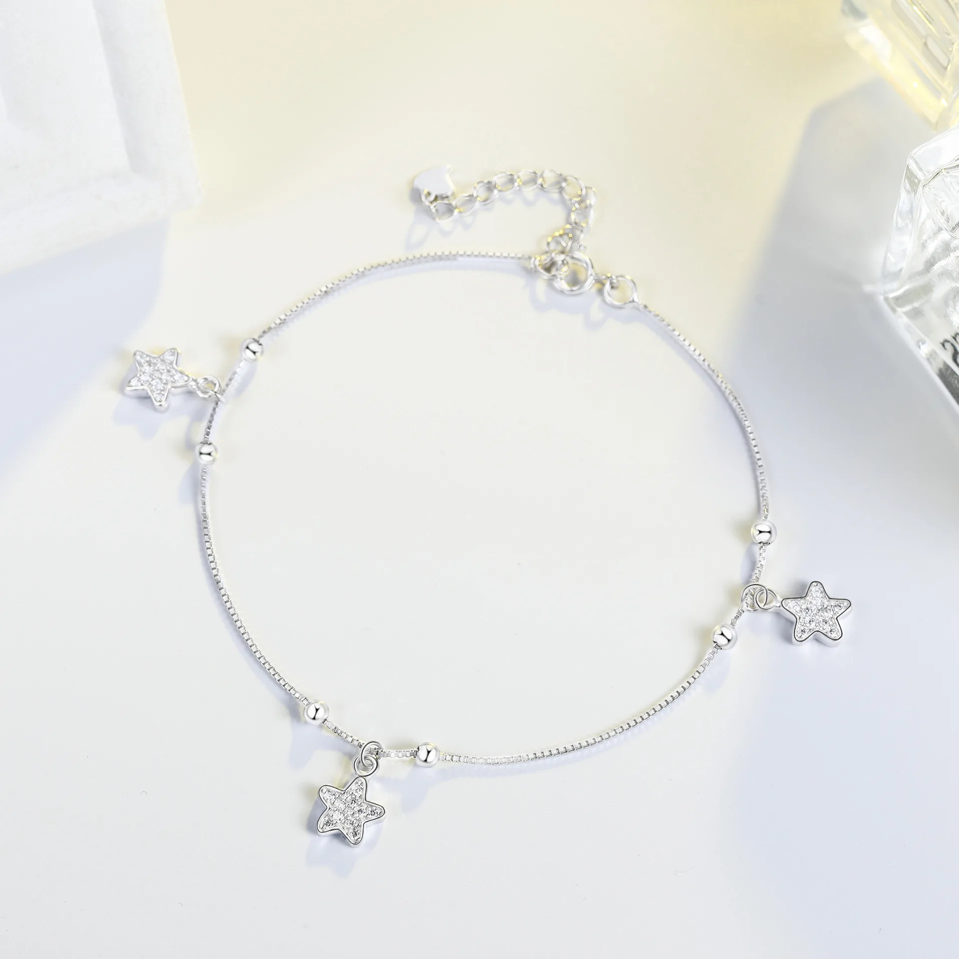 

MIQIAO 925 Silver Foot Jewelry Female Simple Temperament Niche Design Fresh Student Korean Version Of The Little Star Anklet