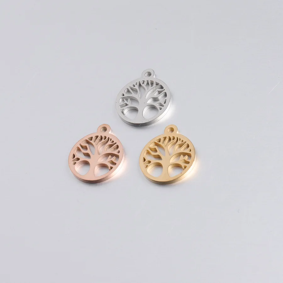 Круглая пустотелая подвеска в виде дерева из нержавеющей стали 15 мм зеркальная