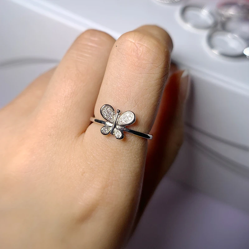 PHOEBEJEWEL Новая серебряная бабочка палец кольца для женщин Рождество День рождения