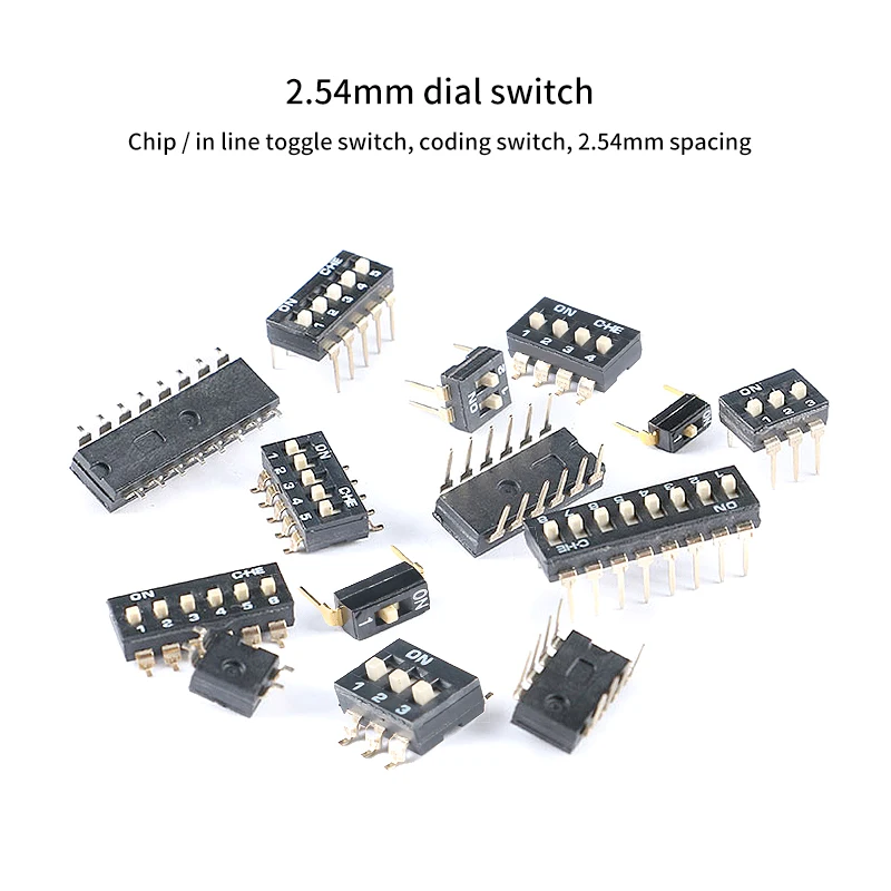 

Модуль переключателя Скользящего Типа, 5 шт./лот, 2,54 мм, 1, 2, 3, 4, 5, 6, 8-контактный DIP SMD позиционный переключатель, переключатель, черный защелкив...