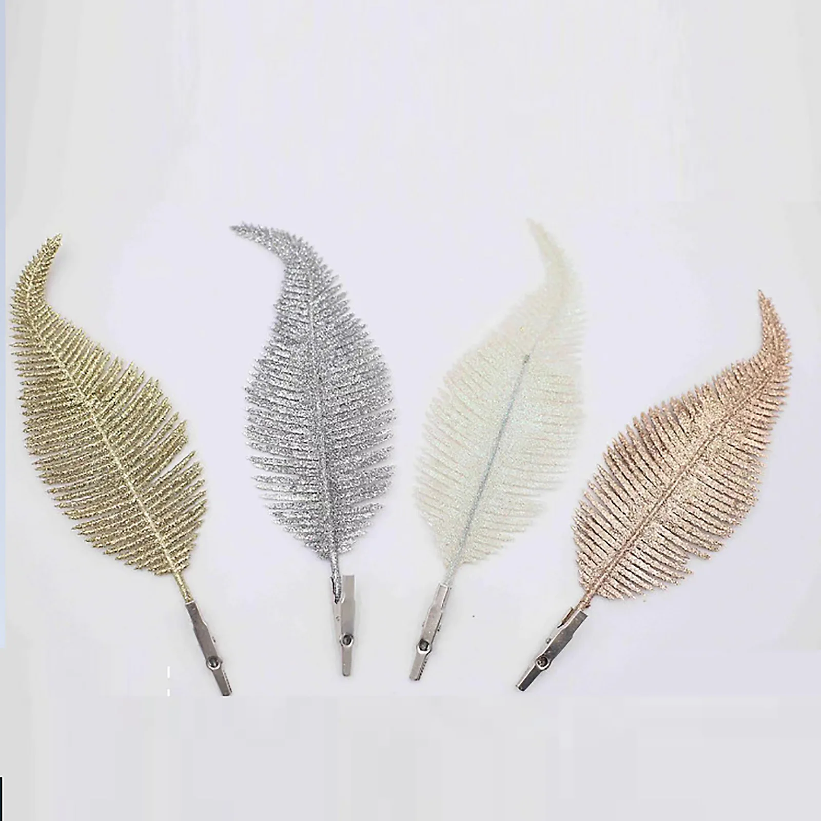 

10pc Glittery Christmas Tree Decoration Clip With Feather Glittering Bauble Decoration 22 Cm Feather Decor Holiday Dressing