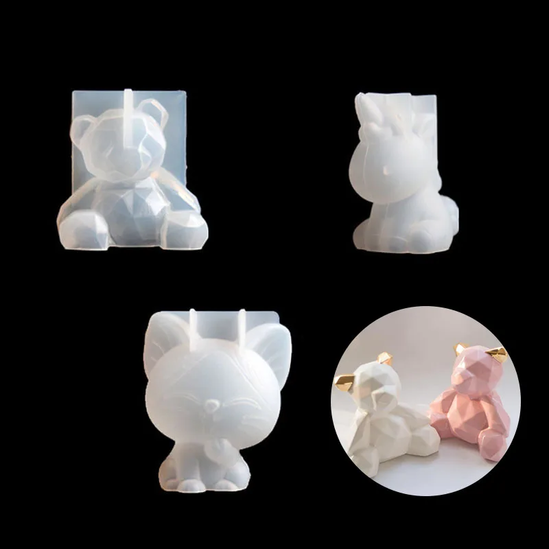 3D Медведь Олень силиконовая форма для торта прозрачная глина рукоделие Форма