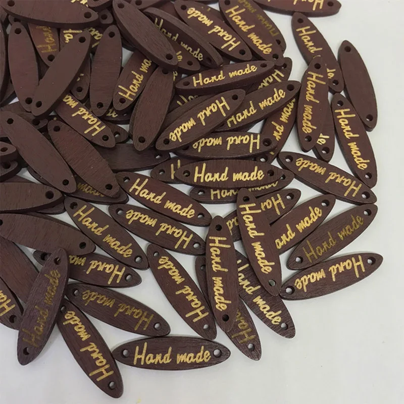 100 шт деревянные кнопки &quotручной работы&quot бирки DIY Швейные аксессуары для одежды