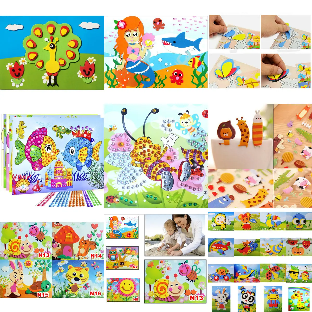 3D Мозаика из пенопласта сделай сам хрустальные наклейки искусство EVA Детский