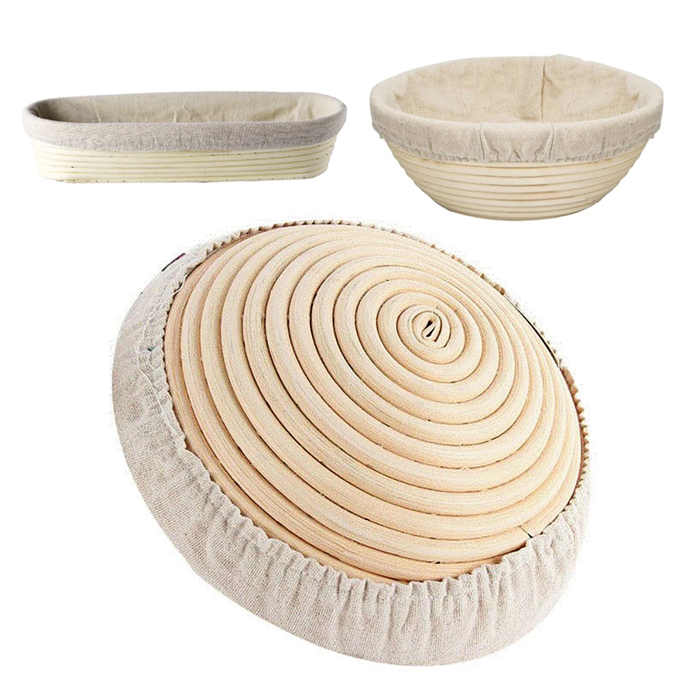 

Oval/Round Bread Proofing Basket with Cover Fermentation Rattan Basket Bread Dough Proofing Proving Baskets Baking Accessories