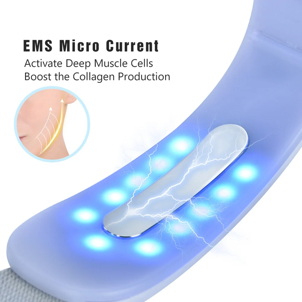 

EMS Facial V-Line Lifting Belt Red Blue LED Photon Therapy Face Slimming Vibration Massager Reduce Double Chin Beauty Device New