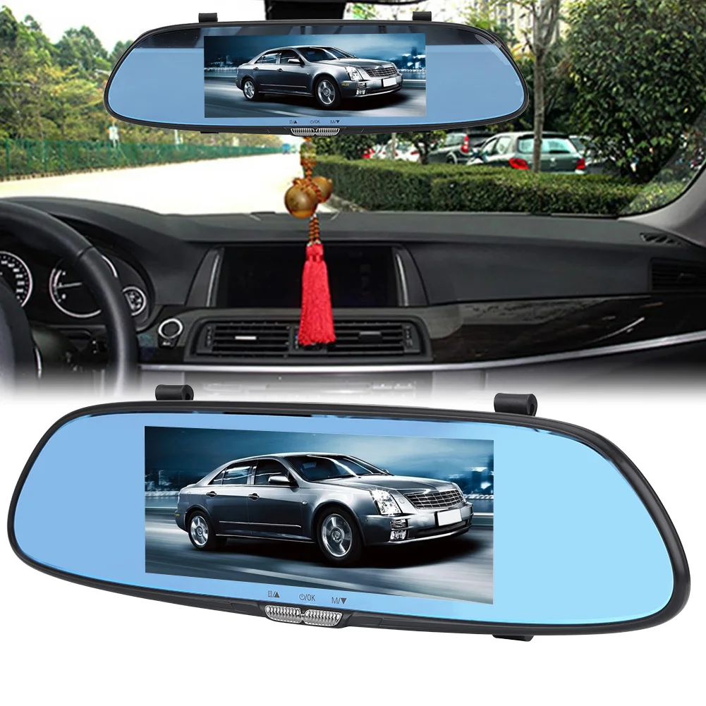 7 дюймовый автомобильный видеорегистратор 1080P с двумя объективами и камерой