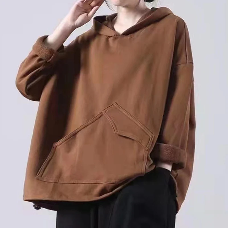 Осенняя свободная Черная Толстовка Max LuLu 2021 повседневный свитшот для фитнеса