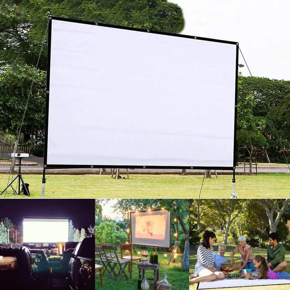 150 Inch 4:3 Portable Folding Movie Screen HD Crease-resist Indoor Outdoor Projector For Home Theatre Office Electronics | Электроника