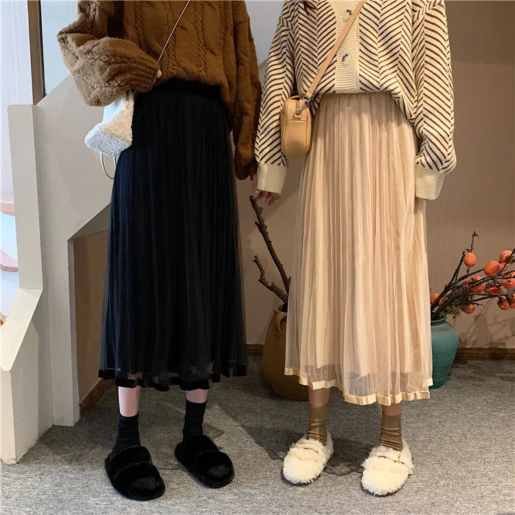 Модная юбка в стиле ретро для женщин осенняя и зимняя одежда однотонная