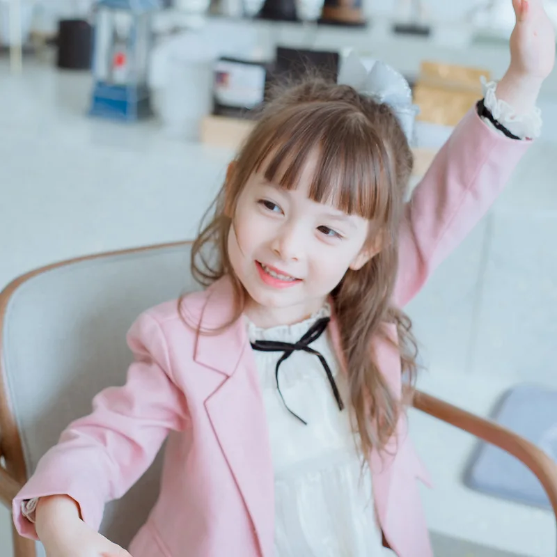 2019 г. Осенне-зимний Винтажный Розовый костюм куртка для От 1 до 7 лет детская