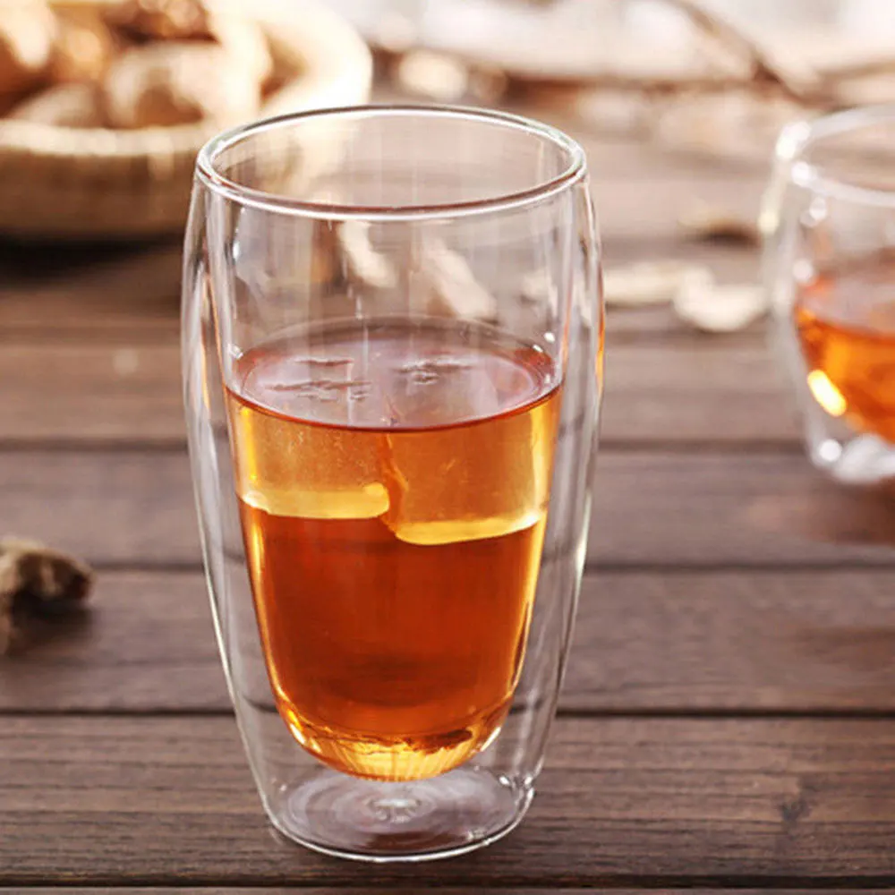Milk Beer Container Tea Cup Coffee Mugs Glass 80-600ml Dining Bar Glassware Drinks Clear Double Wall | Дом и сад