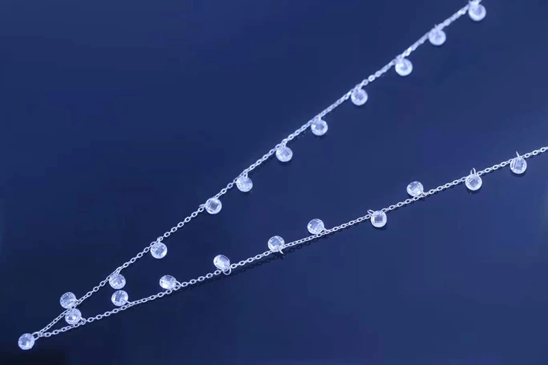 

925 Sterling Silver Waterdrop Cubic Zirconia Long Chan Necklaces Simple Sweater Necklace for Women Fine Jewelry