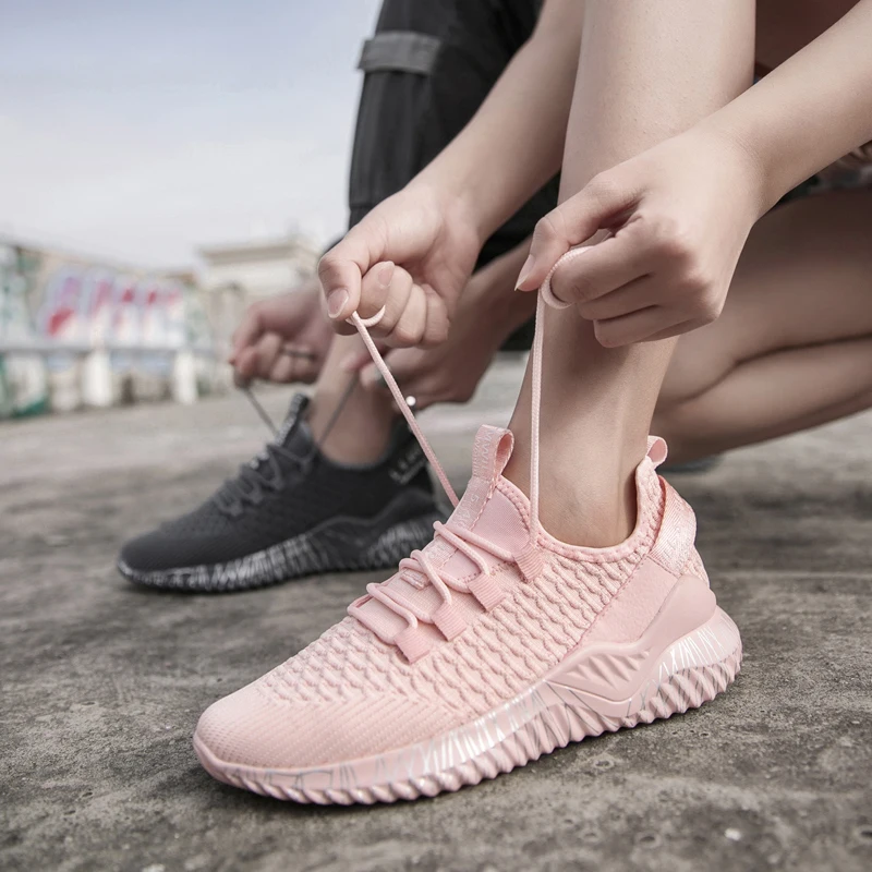 

Casual Women Trainers Ultra Light Sneakers Breathable Ladies Flat Shoes Pink 2019 Basket Tenis Fashion Walking Shoes Men Shoes