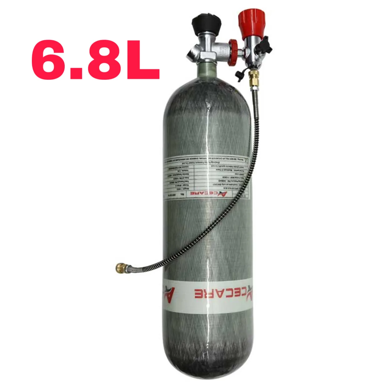 Баллон из углеродного волокна Acecare 3 л/6 8 л/9 л 300 бар/4500 фунт/кв. Дюйм HPA Pcp Воздушный