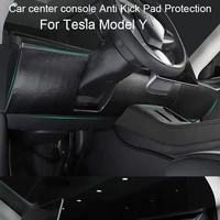 for tesla model y anti kick pad protection carbon fiber car center console leather stickerside edge film model y 2022