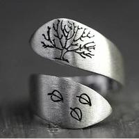 tree and leaf pattern ring for women exquisite fashion simple womens party club ring jewelry accessories adjustable ring