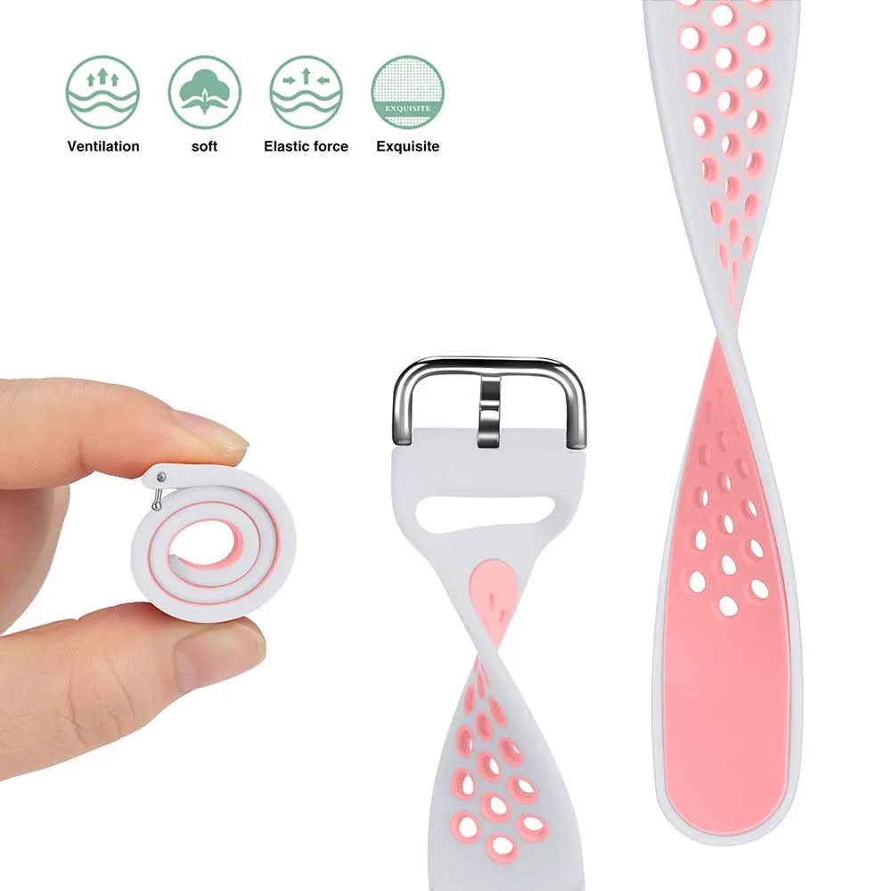 

20MM Bracelet Strap two-color perforated clasp Silicone Strap 42MM strap Suitable for Huawei Samsung Galaxy Active watch