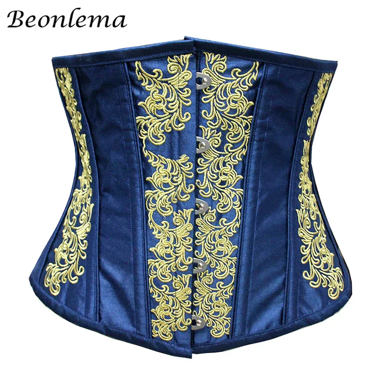 Blue-Gold Beonlema, Женский корсет под грудь, стальная кость, стимпанк, сексуальные корсеты, Черный готический корсет для похудения, женский красный корсет, S-2XL - Цвет: Blue-Gold