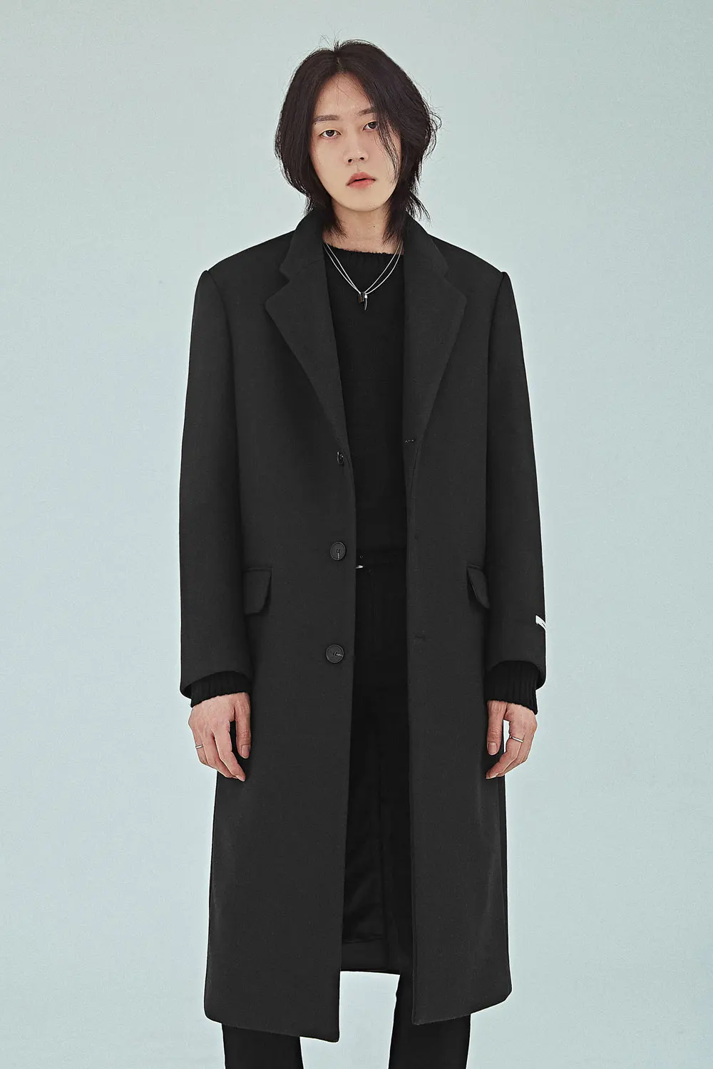 Мужское зимнее шерстяное пальто ветровка средней длины в британском стиле