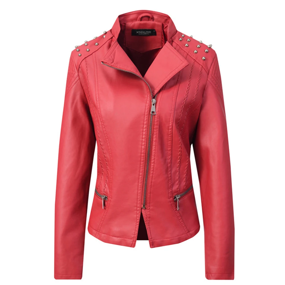 

Dropshipping Fashion Women's Jacket Elegant Autumn Soft PU Faux Leather Coat Female Slim Streetwear Motorcycle Zipper Outerwear