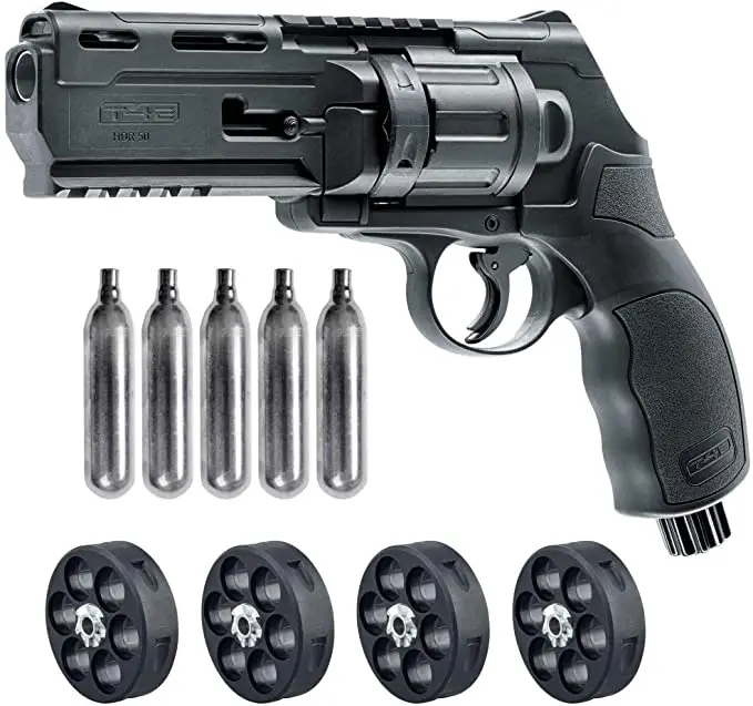

armas Wearable4U Umarex T4E TR50 .50 Cal Revolver pistola de chumbinho Marker with 5x12gr CO2 Tank Bundle Metal tin wall decor