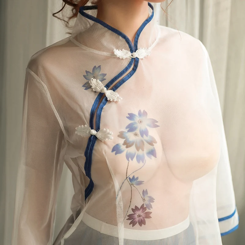 Женское кружевное платье-Ципао с вышивкой в китайском стиле | Женская одежда