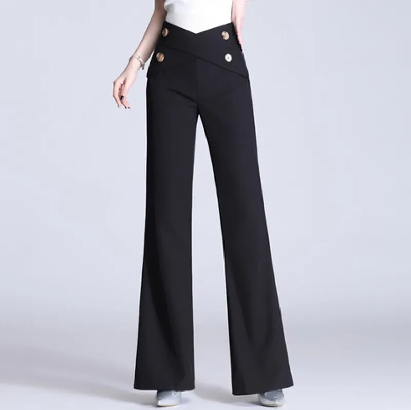 

Брюки женские с широкими штанинами, элегантные рабочие штаны с высокой талией, повседневные штаны в офисном стиле, лето 2021