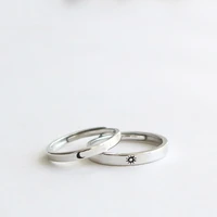 silver color ring simple style moon sun adjustable couple rings for girls boys best friend jewelry