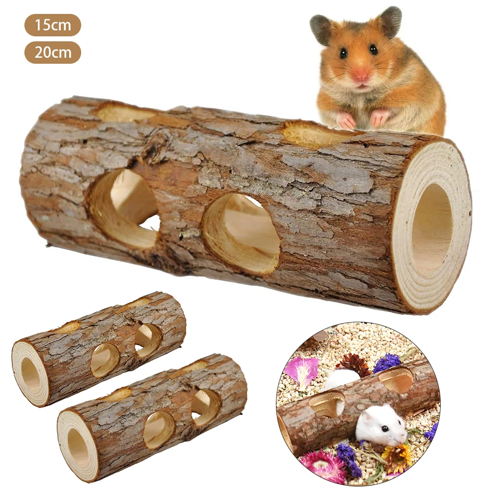 

Wooden Animal Tunnel Exercise Toy Guinea Pig Small Pet Exercise Tube Cage Hamster Accessories Chew Toy For Rabbit Ferret Hamster