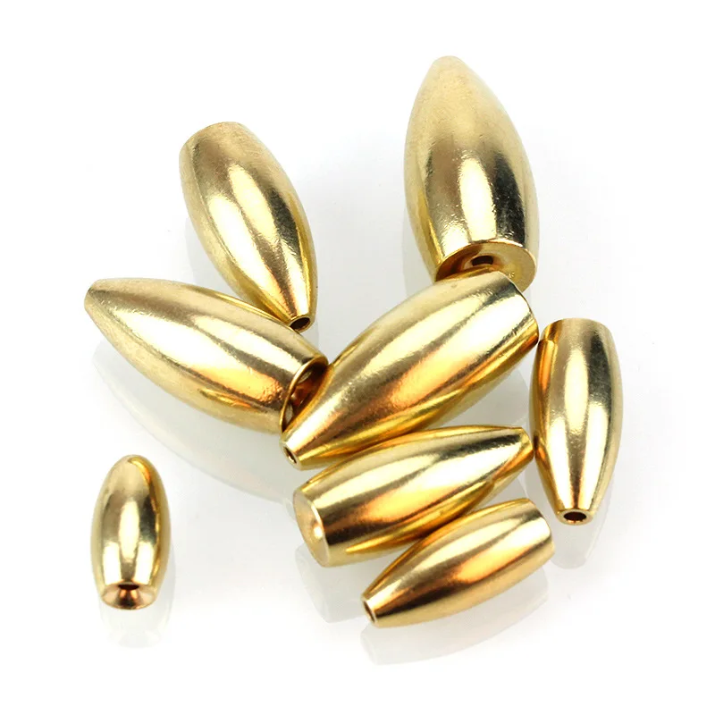 

1 SET Fishing Tungsten Sinkers 3.5g-21g Bullet Shape Thread Gold Copper Brass Weight Tackle Sinking