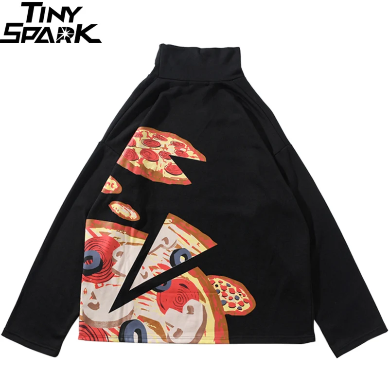 Забавная Толстовка с принтом пиццы пуловер хип хоп Уличная одежда больших