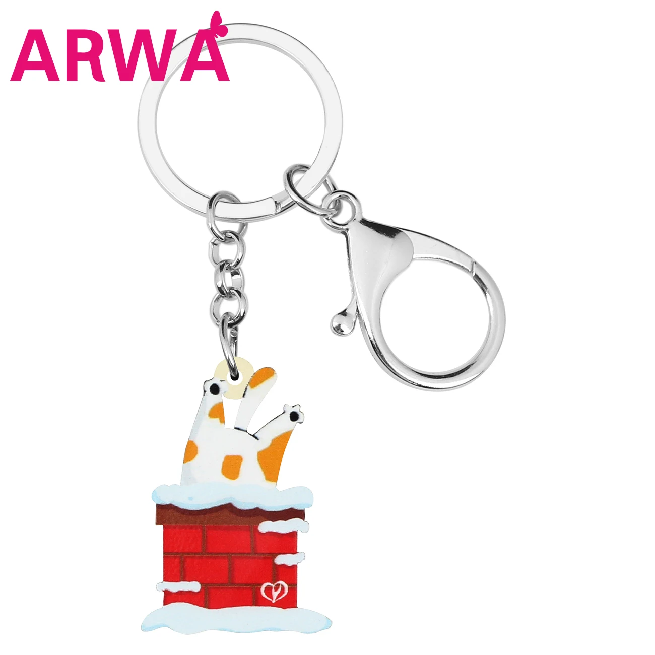 Bonsny акриловые рождественские аниме дымоход кошка ключи цепочки Ключи Кольца