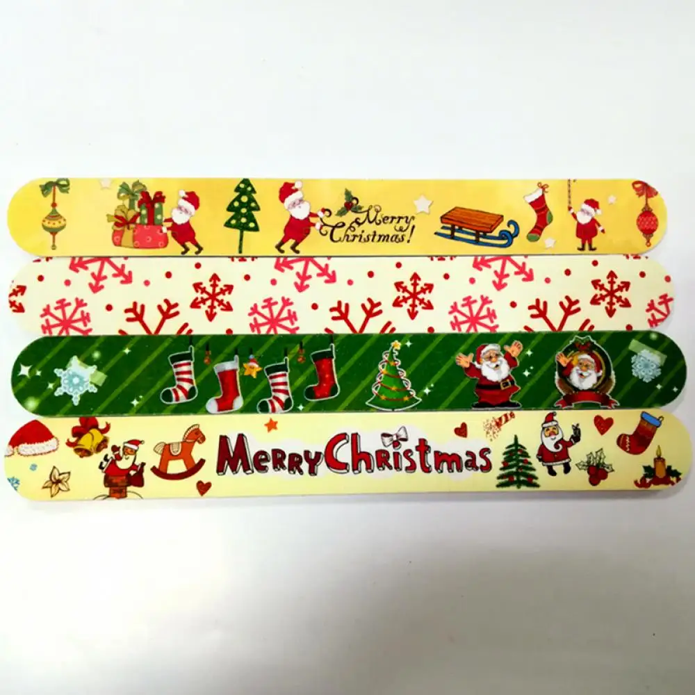 4 шт Рождественская печать пилки для ногтей серая лодка шлифовальный буферный