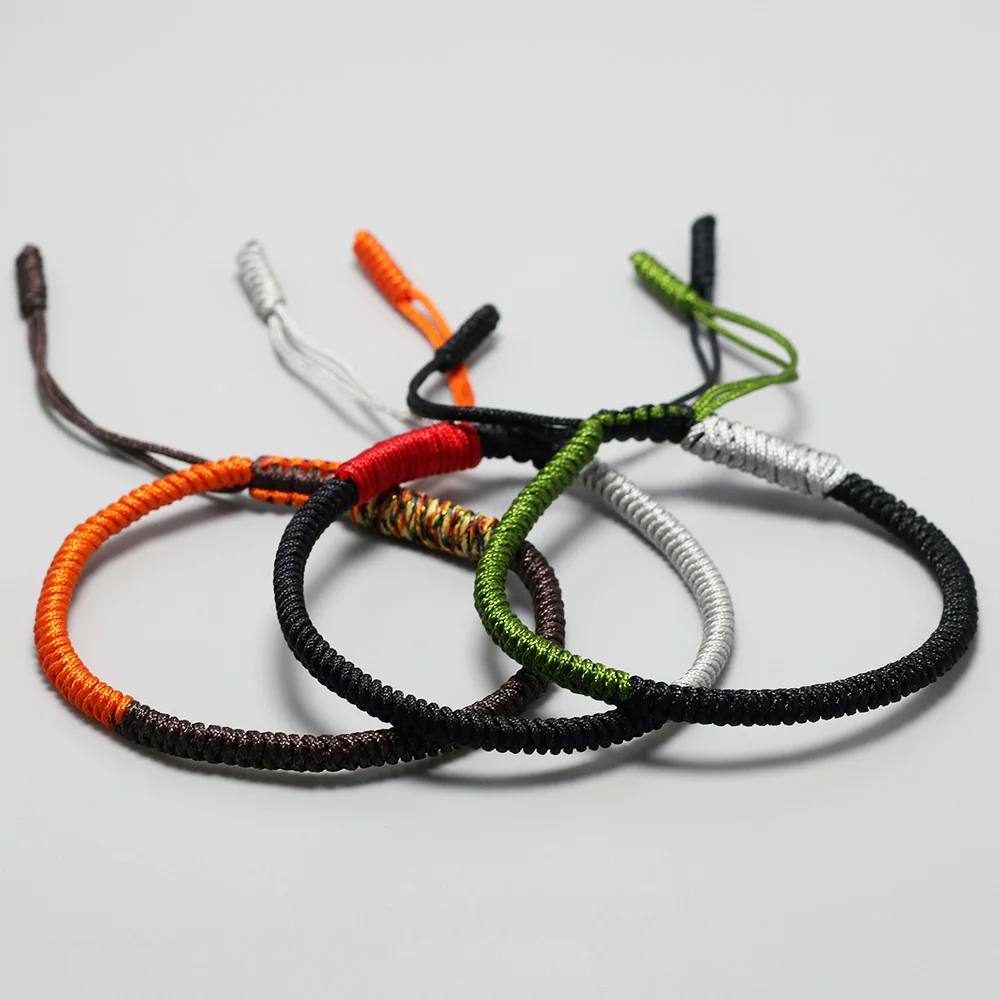 Многоцветный тибетский буддийский Плетеный вручную браслет-веревка с узлами