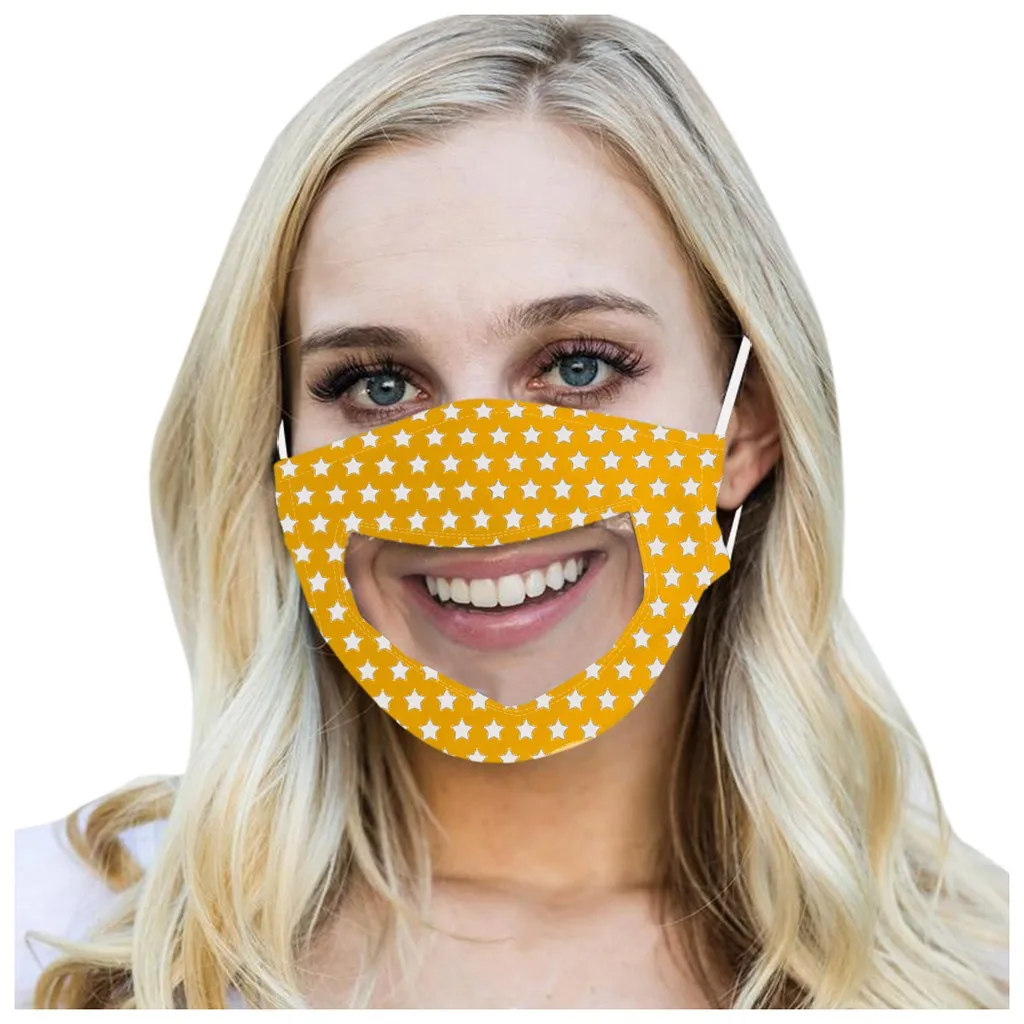 Взрослая Мода принт со звездой черная маска моющиеся прозрачные видимые Губы