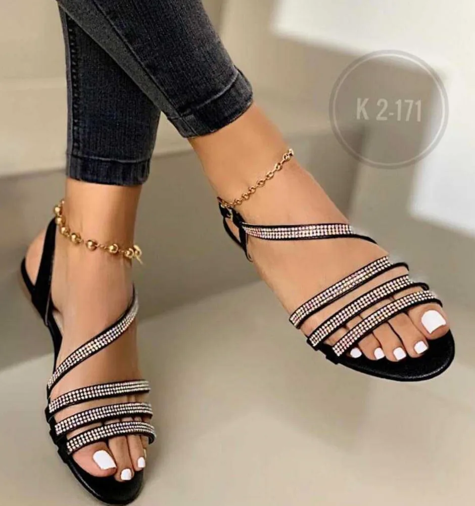 Женские сандалии модные стразы цепи Лидер продаж летняя женская пляжная