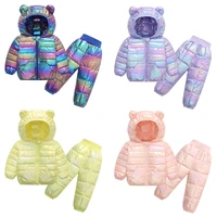 children winter clothing sets baby girls boys warm down jackets clothes sets toddler kid lightweight hooded winter suit overalls