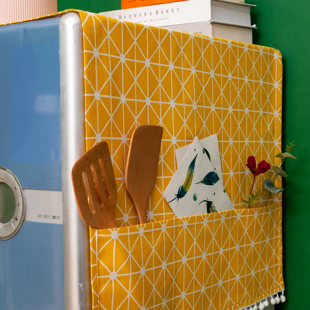 

New Dust Cover Geometric Refrigerator Cover Single Door Fridge Towel Drum Washing Machine Cover Towel Kitchen Accessories