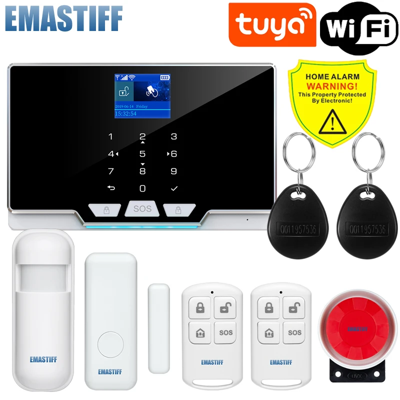 Tuya Smart Wireless Alarm WIFI SIM GSM Security Alarm System Kit APP Control Motion Detector Sensor Burglar Alarm System