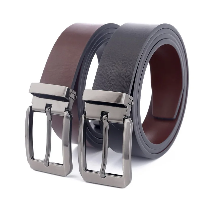 

New Men's Leather Belt Casual Buckle Belt Female Two-layer Cowhide Business Unisex Belt Decoration Wild Fashion Pants Waistband