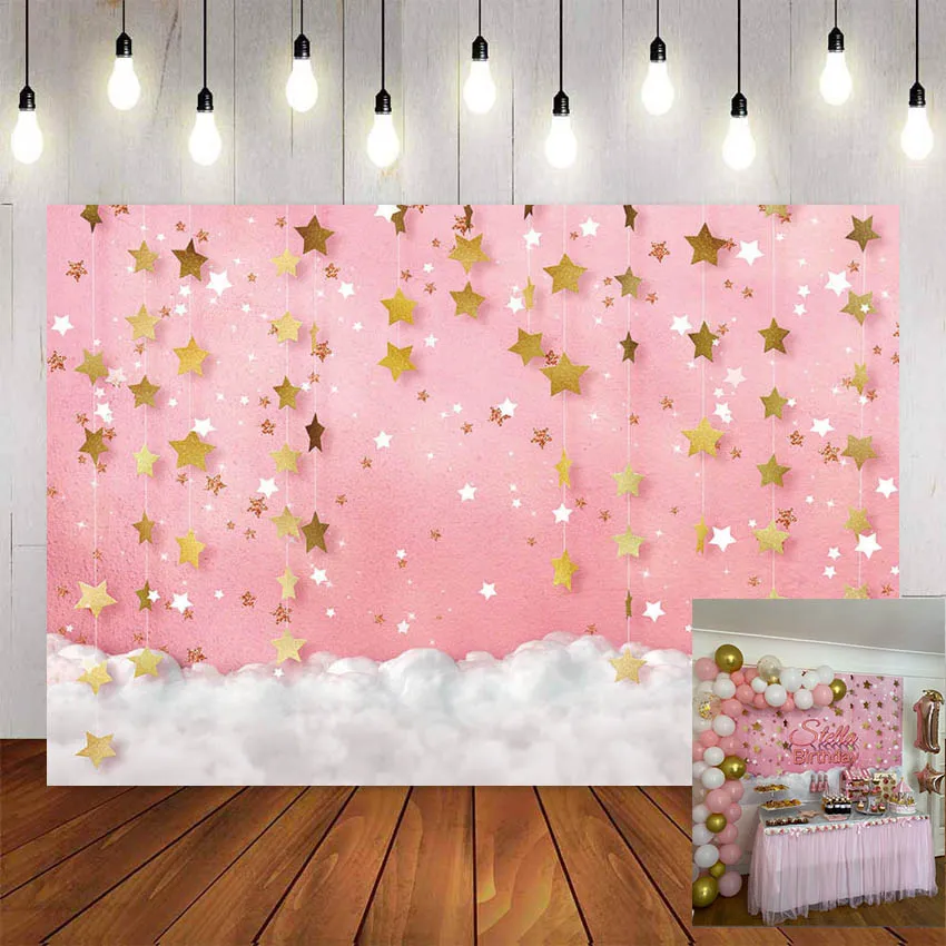 

Photography Background Baby shower Pink and Blue Backdrops Star Cloud Photo Studio Backdrop Photocall Photo Prop