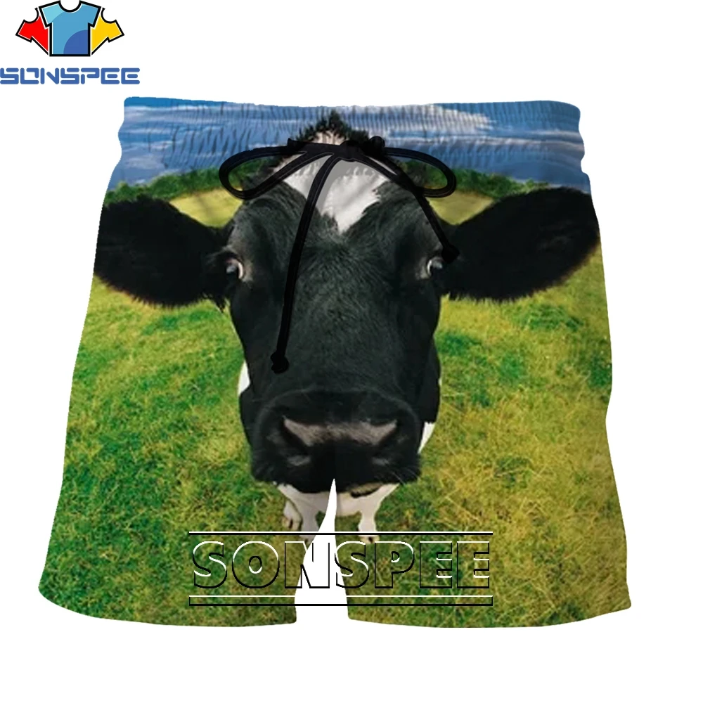 

SONSPEE Cow Head Cow Animal Print Sports Fashion Big Size Loose 3D Printing Harajuku Summer Casual Beach Shorts Bottoms