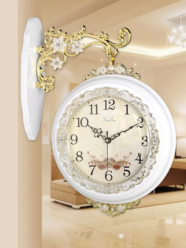 

Double Sided Luxury Wall Clock Electronic Modern Design Living Room Wall Clock Silent Creative Reloj Pared Home Watch JJ60WC