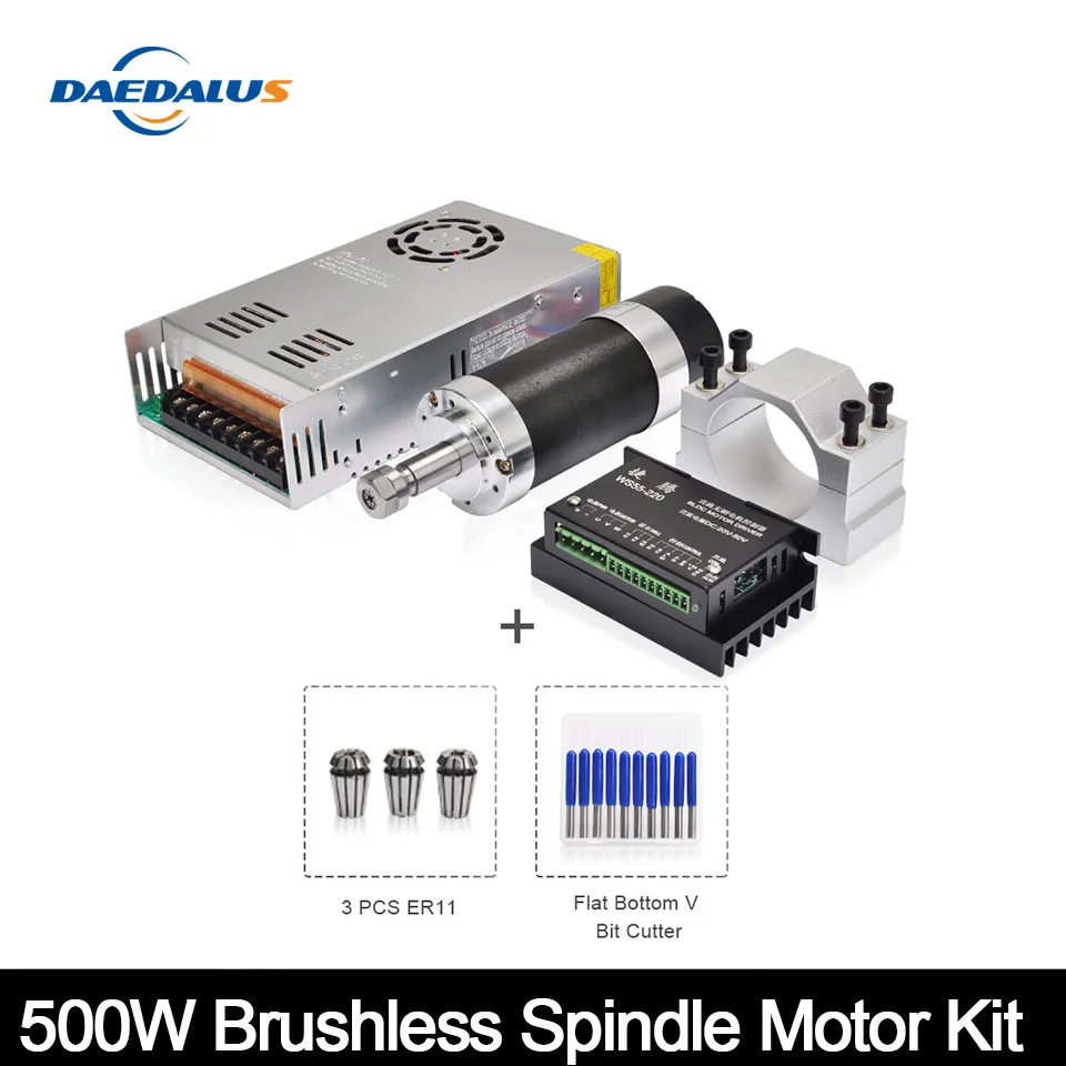 Бесщеточный электродвигатель шпинделя постоянного тока 500 Вт/кВт ER11 + 55